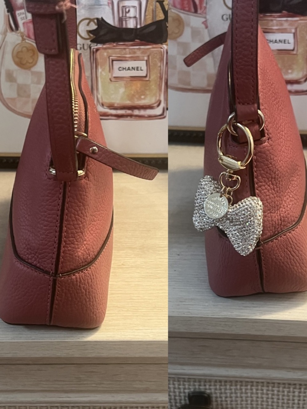 Kate Spade New York Kenzie Dome Crossbody Bag Pebble Leather Dark Rose D411 - Picture 3 of 7